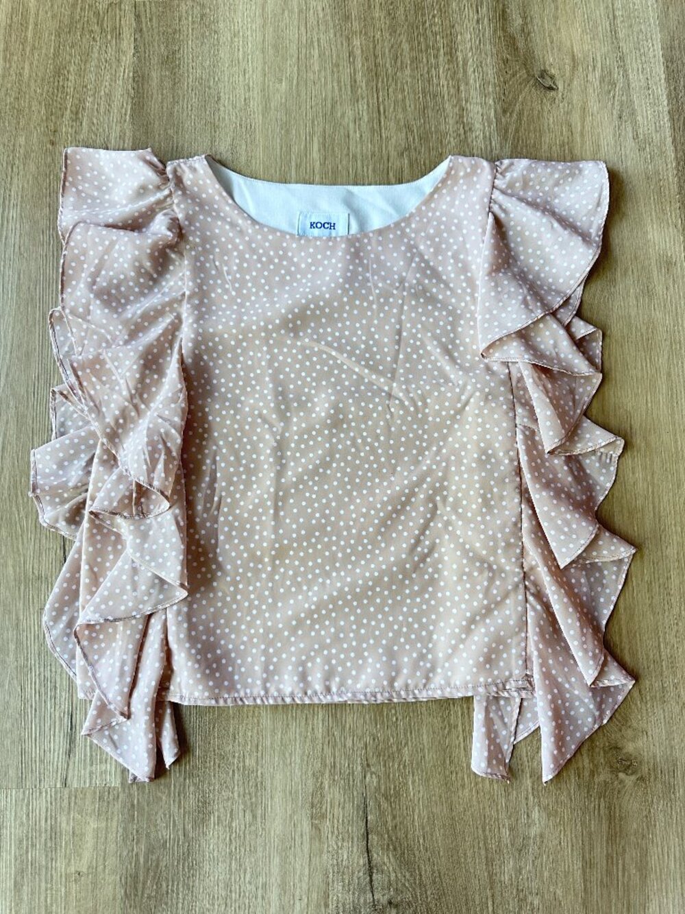 KOCH Nude / Blush Printed Sleeveless Blouse Top X SMALL